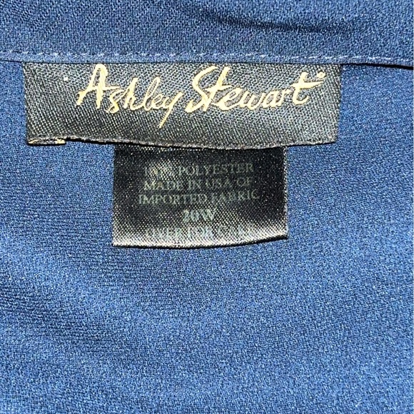 Ashley Stewart belted blouse size 20W blue button down plus size 2X business - Picture 7 of 7